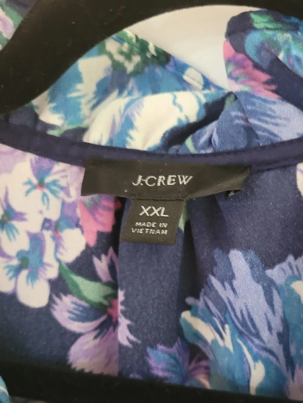 J. Crew XXL Black Floral Skirt with Purple & Green Print